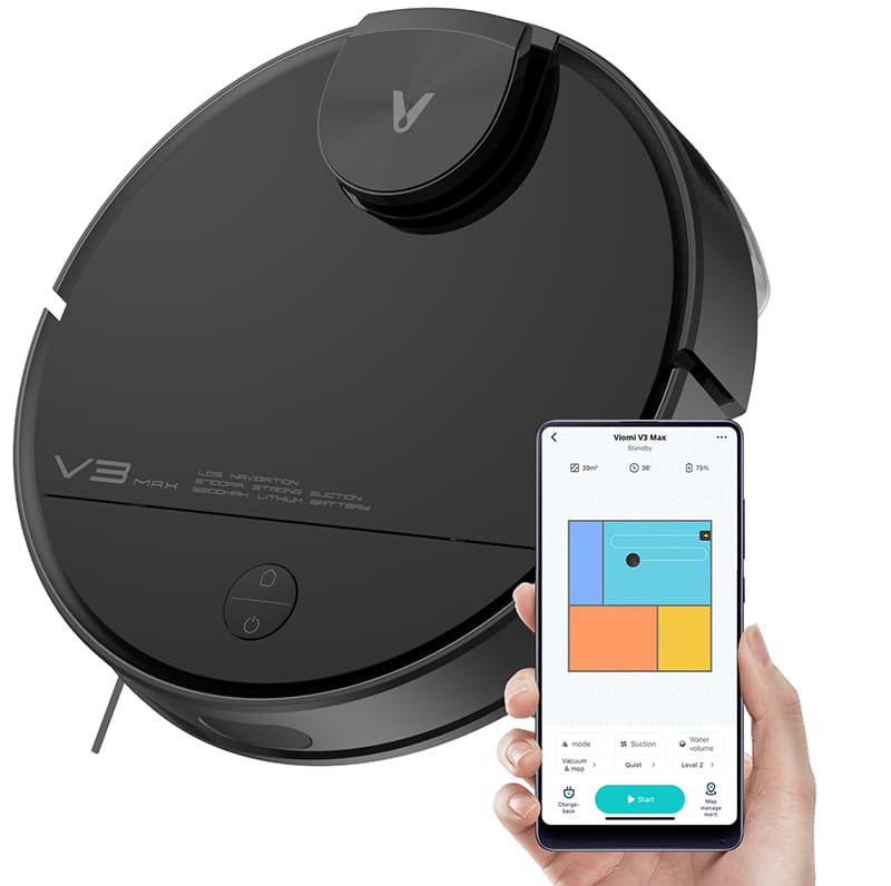 Робот- пылесос Viomi V3 Max управляется через приложение установленное в телефоне